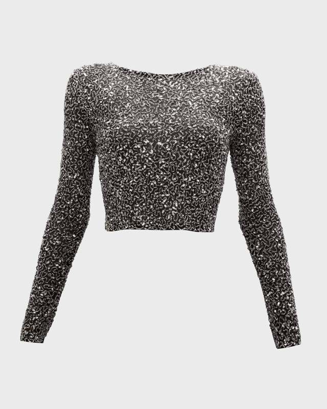 Torrey Sheer Sequin Crop Top
